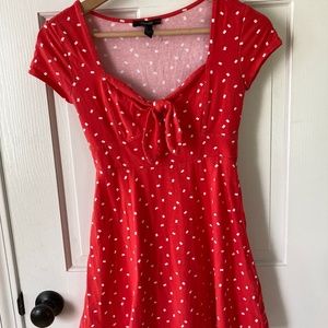 Red polka dot dress with bow